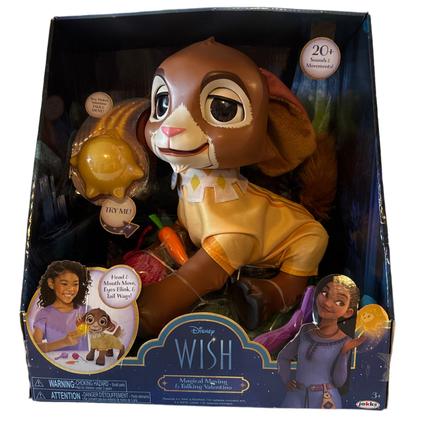 Disney Wish Magical Talking Valentino Interactive Doll Motion Light-Up Star Tail