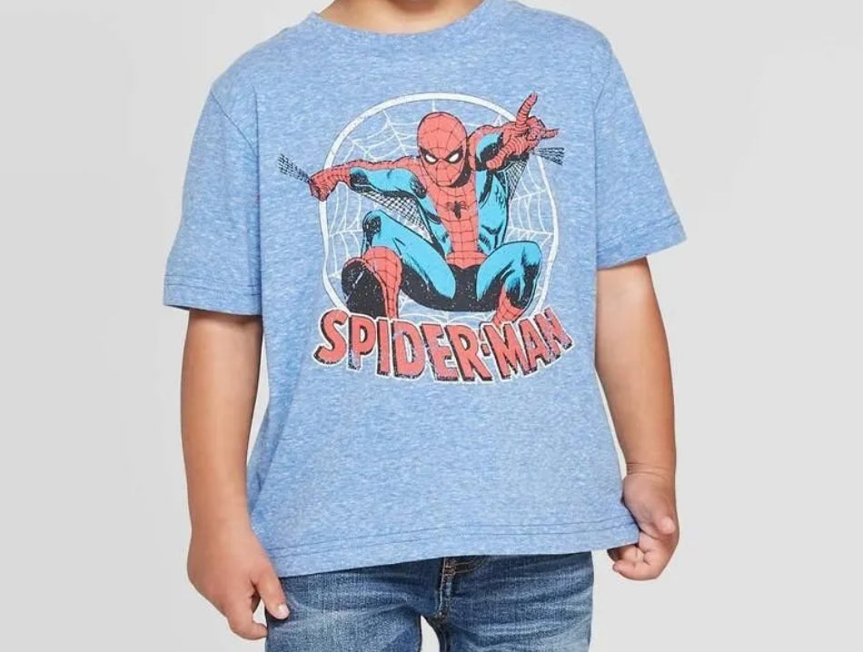 Toddler Boys' Disney Spider-Man Short Sleeve Graphic T-Shirt - Heather Blue 3T