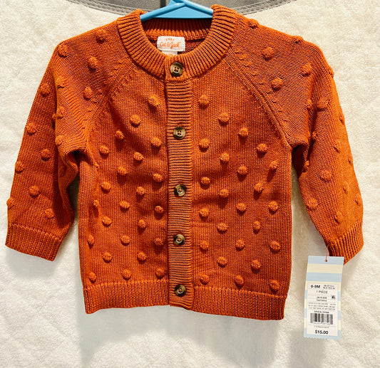 Brand NEW NWT Cat & Jack Bubble Sweater 6-9 month rust Cardigan
