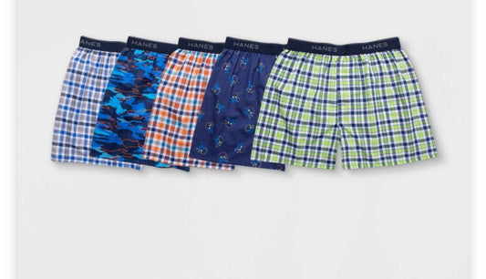 Hanes Boys Comfort Flex Woven Boxer 5-Pack Assorted L