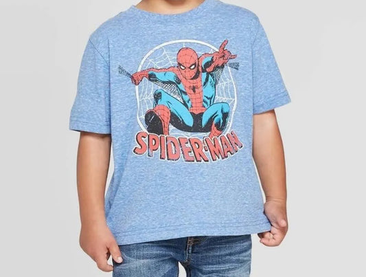Toddler Boys' Disney Spider-Man Short Sleeve Graphic T-Shirt - Heather Blue 3T